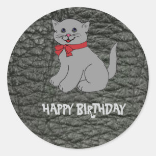 Adesivo Feliz Aniversário Efeito Couro Preto