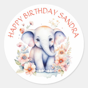 Adesivo Feliz Aniversário Elefante Personalizado