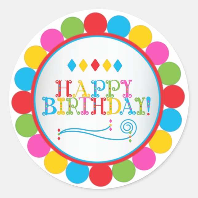 Adesivo Feliz aniversário em cores (Frente)
