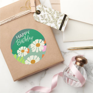 Adesivo Feliz Aniversário Enquanto Verão Flor Artístico