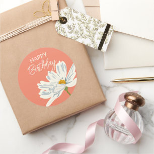 Adesivo Feliz Aniversário Enquanto Verão Flor Artístico