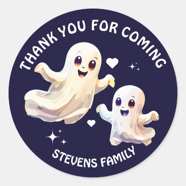 Adesivo Feliz aniversário fantasma do Dia das Bruxas Feliz (Frente)