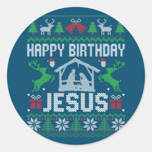 Adesivo Feliz Aniversário Feliz Natal Jesus Feriado Feio