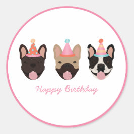 Adesivo Feliz aniversário Festa de Buldogue Francês, que é