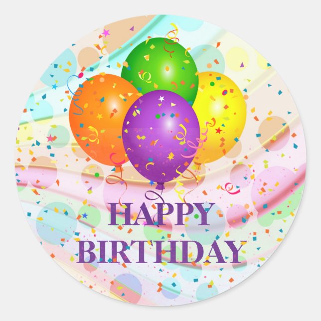 Adesivo Feliz aniversário, festa no... (Frente)