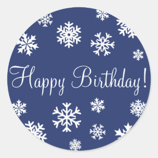 Adesivo Feliz Aniversário Flocos de Neve Envelope Selo-Ved