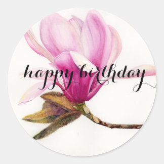 Adesivo Feliz Aniversário: Flor de Magnólia