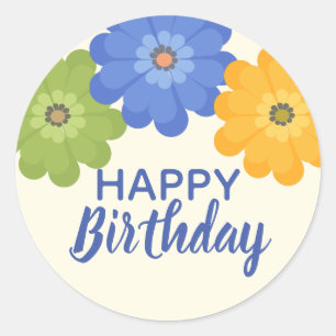 Adesivo Feliz Aniversário Flores de primavera Clássico R