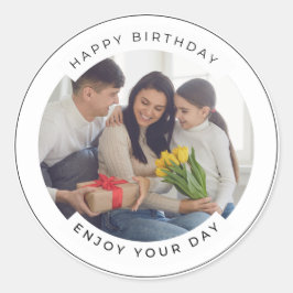 Adesivo Feliz aniversário | Foto Personalizada Simples Clá