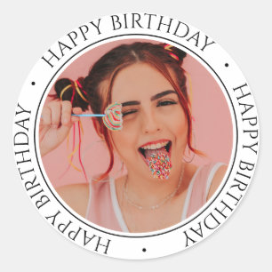 Adesivo Feliz Aniversário Foto Personalizada Simples e Ele