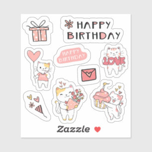 Adesivo Feliz Aniversário Gatinho Gatinho
