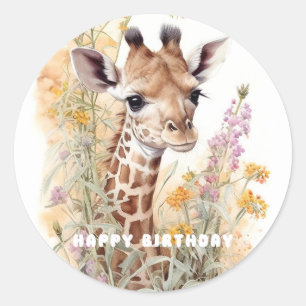 Adesivo Feliz aniversário Girafa