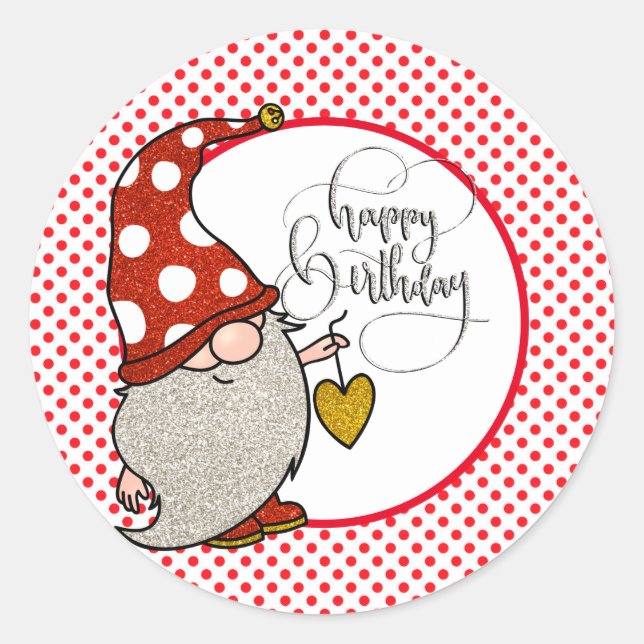 Adesivo Feliz Aniversário Gnomo  (Frente)
