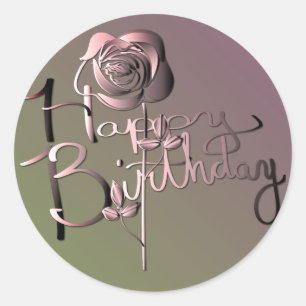 Adesivo "Feliz aniversário!" Gradiente manuscrito com Ros