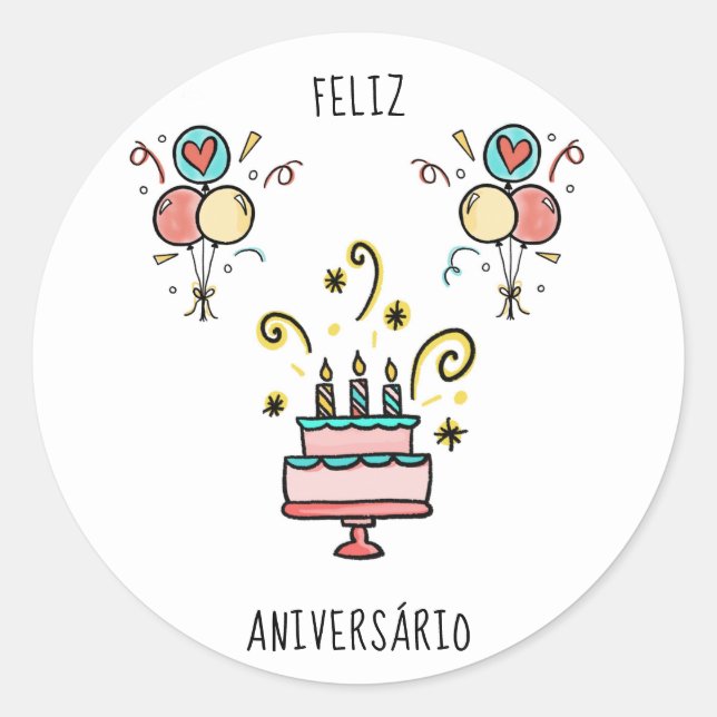 Adesivo Feliz Aniversário | Happy Birthday (Frente)