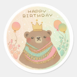 Adesivo Feliz Aniversário Ilustração do Urso de Teddy