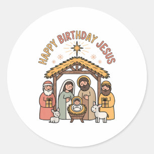 Adesivo Feliz Aniversário Jesus Natal Roupa Cristã Para