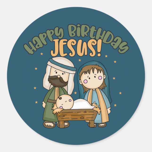 Adesivo Feliz aniversário Jesus Stickers (Frente)