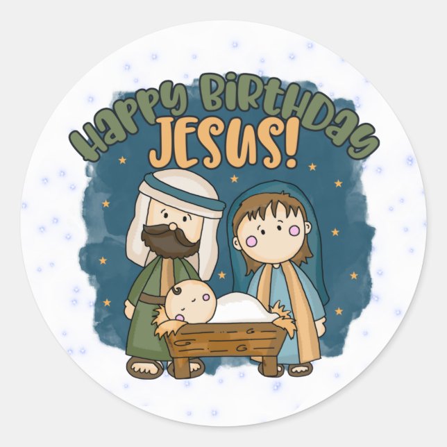 Adesivo Feliz aniversário Jesus Stickers (Frente)