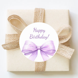 Adesivo Feliz Aniversário Laço Lavanda elegante