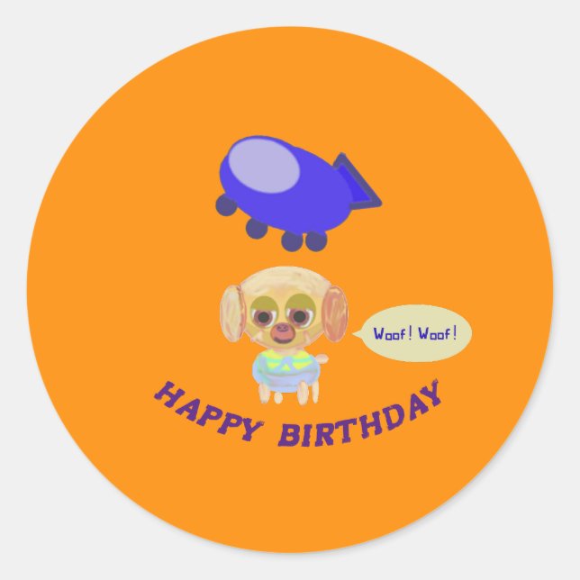 Adesivo Feliz aniversário laranja (Frente)