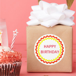 Adesivo Feliz Aniversário, laranja-amarelo