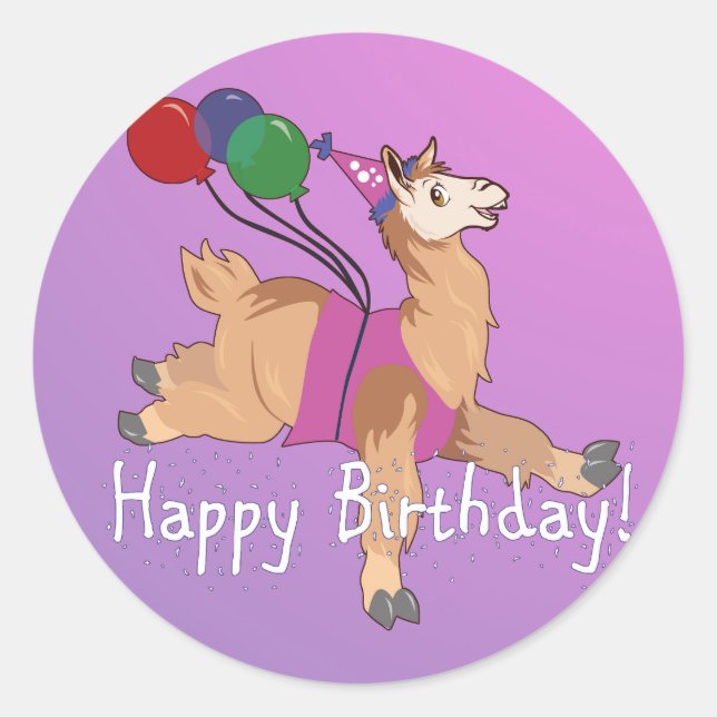 Adesivo Feliz aniversário, Llama! (Frente)