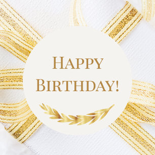 Adesivo Feliz Aniversário marfim dourado