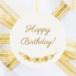 Adesivo Feliz Aniversário marfim dourado
