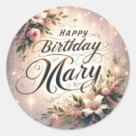 Adesivo Feliz Aniversário Mary - Padrões de Celebração Per