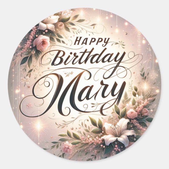 Adesivo Feliz Aniversário Mary - Padrões de Celebração Per (Frente)