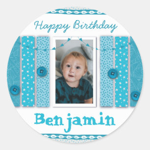 Adesivo Feliz Aniversário Menino Azul Scrapbooking
