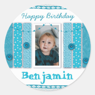 Adesivo Feliz Aniversário Menino Azul Scrapbooking