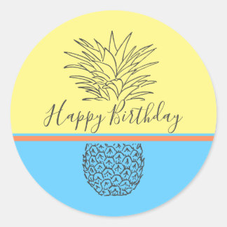 Adesivo Feliz Aniversário Moderno Abacaxi