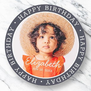 Adesivo Feliz Aniversário Moderno Préppy Foto Personalizad