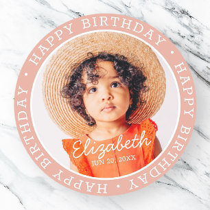 Adesivo Feliz Aniversário Moderno Preppy Foto Personalizad