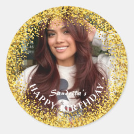 Adesivo Feliz Aniversário Moderno Simples Foto Personaliza