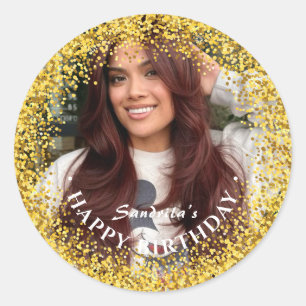 Adesivo Feliz Aniversário Moderno Simples Foto Personaliza