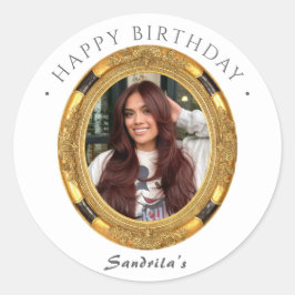 Adesivo Feliz Aniversário Moderno Simples Foto Personaliza