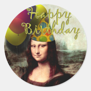 Adesivo Feliz Aniversário, Mona Lisa