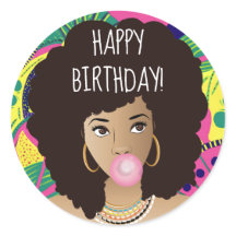 Feliz aniversário! Mulher Negra, Bubblegum, Colori