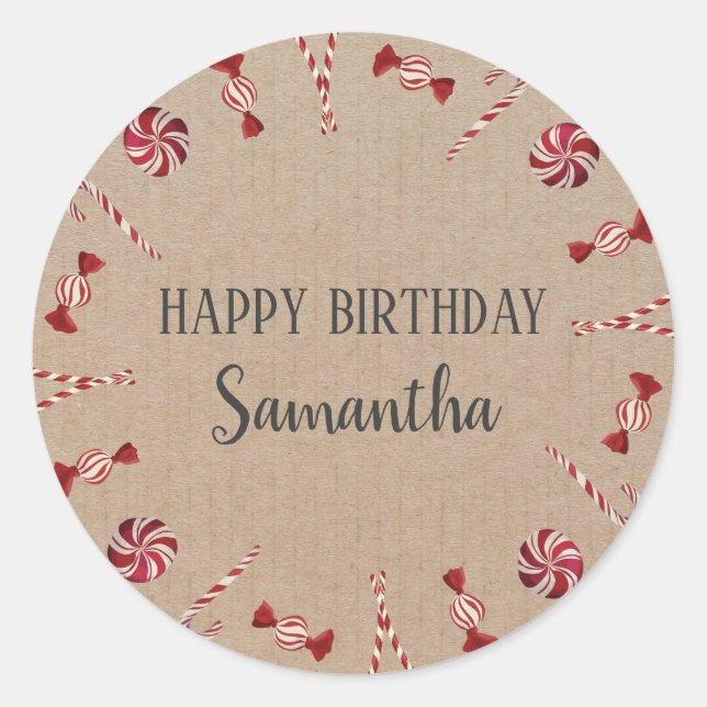 Adesivo Feliz Aniversário Natal Artesanato Floral Wreath (Frente)