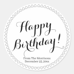 Adesivo Feliz Aniversário, nome personalizado de script c