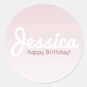 Adesivo Feliz Aniversário, Nome Personalizado   Rose Ombre