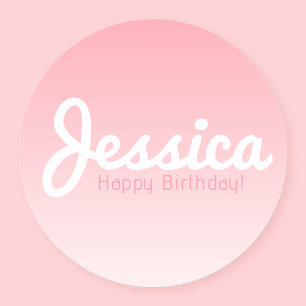 Adesivo Feliz Aniversário, Nome Personalizável   Rosa Rose