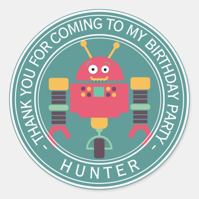 Adesivo Feliz Aniversário - Obrigado Robô (Frente)