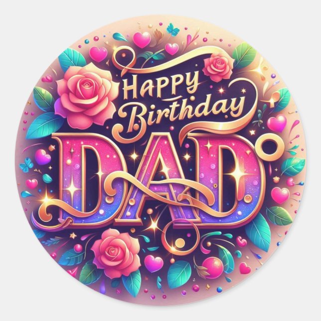 Adesivo Feliz Aniversário Pai (Frente)
