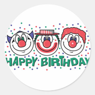 Adesivo Feliz Aniversário Palhaços
