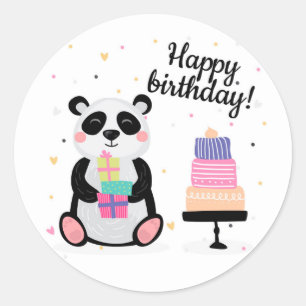 Adesivo Feliz aniversário, Panda Bear