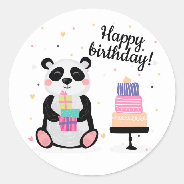 Adesivo Feliz Aniversário Panda Urso (Frente)